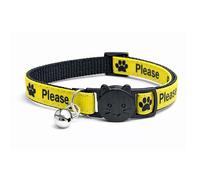 Worded Cat Collars with Bell - Please Do Not Feed Me, I Am Microchipped | Safe Quick Release Breakaway Buckle | Zacal Cat Collars (1. Yellow, Please Do Not Feed Me, Pack of 1)
