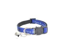 Worded Cat Collars with Bell - Please Do Not Feed Me, I Am Microchipped | Safe Quick Release Breakaway Buckle | Zacal Cat Collars (2. Blue, I Have A Loving Home, Pack of 1)