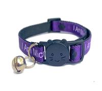 Worded Cat Collars with Bell - Please Do Not Feed Me, I Am Microchipped | Safe Quick Release Breakaway Buckle | Zacal Cat Collars (3. Purple, I Am Microchipped, Pack of 1)