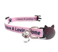 Worded Cat Collars with Bell - Please Do Not Feed Me, I Am Microchipped | Safe Quick Release Breakaway Buckle | Zacal Cat Collars (2. Pink, I Have A Loving Home, Pack of 1)