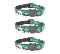 Worded Cat Collars with Bell - Please Do Not Feed Me, I Am Microchipped | Safe Quick Release Breakaway Buckle | Zacal Cat Collars (1. Green, Please Do Not Feed Me, Pack of 3)