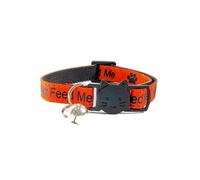 Worded Cat Collars with Bell | Safe Quick Release Breakaway Buckle - Orange/Black, Please Do Not Feed Me