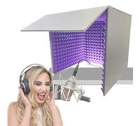 WORDFUN Microphone Isolation Booth Cube, Portable Sound Booth, Vocal Recording Booth, Home Studio Booth, Desktop Soundproof Cover, Suitable For Studio, Blog, Vocal Use