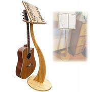 WORDFUN Wooden Sheet Music Stand, Professional Music Book Holder, 2 In 1 Dual Use, Violin Music Stand, Natural Bamboo, Wood Station For Conductors, S-shaped, Stabilise, Adjustable