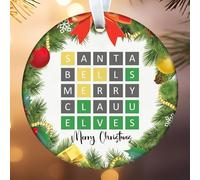 Wordle Ornament, Wordle Game Puzzle Ornament, Merry Words Puzzle Gift, for Office, Car, Home Decorations, Christmas Tree Hanging Ornement