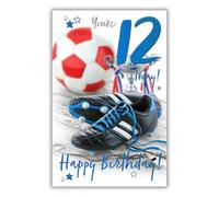 Words and Wishes 12th Birthday Card for A Boy Aged 12 Today - Football Crazy - 8.25 x 5.5 Inches
