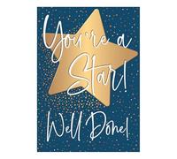 Words and Wishes Congratulations Card - You're a Star - Gold Star and Confetti with Foil Finish - Eco-Friendly