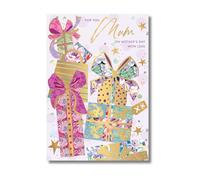 Words and Wishes Mother's Day Card, Gold Foil Present Design, For Mum with Love