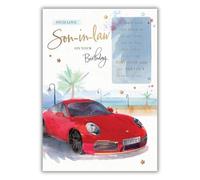 Words and Wishes Son-in-Law Birthday Card - Red Sports Car - 8.5 x 6 Inches