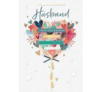 Words and Wishes Wonderful Husband Birthday Card - Hope Your Birthday is as Wonderful as the Life I Share With You - Love Heart Balloon with a Foil Finish - Eco-Friendly and Recyclable
