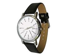 Words Based Watch, Fashionable Watch Showing Words Instead of Numbers. Genuine Leather Strap