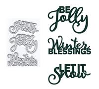 Words BE Jolly Winter Blessings LETIT Snow Die Cuts for Card Making, Blessings Metal Cutting Dies for Paper Scrapbooking, DIY Stencils for Album Party Wedding Festivals Decoration