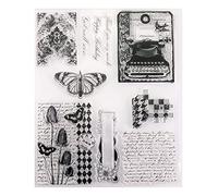 Words Clear Stamp Silicone Stamp Butterfly Vintage Telephone Clear Stamps for Holiday Card Making and DIY Scrapbooking Journaling