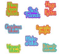 Words Die Cuts for Card Making Warmest Wishes,It's time to celebrate,many Hapy Retruns,Chistmas Wishes,Maeke a wish,Best Friends,Hugs & Kisses Words Alphabets Metal Cutting Dies for Paper Crafting