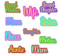 Words Die Cuts for Card Making Wife,Mum,Mam,Mother,Daughter,Auntie,Grandmother,Grand Daughter,Niece,Sister Words Alphabets Metal Cutting Dies for DIY Scrapbooking Paper Crafting Arts Crafts Dies Sets