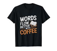 Words Flow Better with Coffee Funny Writer Author Writer Value Graphic T-Shirt, Men, Black, S