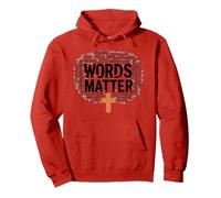 Words Matter Anti Bullying Empathy Love Respect Kindness Pullover Hoodie, Adult Unisex, Red, XL