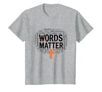 Words Matter Anti Bullying Empathy Love Respect Kindness T-Shirt, Kids, Heather Grey, 3 Years
