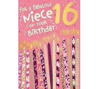 Words 'n' Wishes 16th Birthday Card for Niece, Pink and Gold Foil Design, 23.5 x 16.5 cm