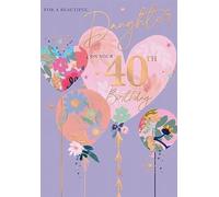Words 'n' Wishes 40th Birthday Card for Daughter, Purple and Rose Gold Floral Design