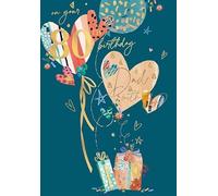 Words 'n' Wishes 80th Birthday Card for Dad, Gold Foil Details, Teal Design