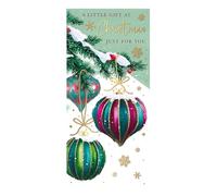 Words 'n' Wishes Adult Female Money Wallet Colourful Hanging Baubles Christmas Card Money Wallet, Multi Coloured 19.5 x 9.5 cms