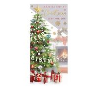 Words 'n' Wishes Adult Male Money Wallet Christmas Tree In Front Of Fireplace Christmas Card Money Wallet, Multi Coloured 19.5 x 9.5 cms