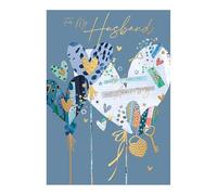 Words 'n' Wishes Anniversary Card for Husband, Hearts and Balloons, Multi-Coloured, 23.5 x 16.5