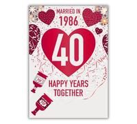 Words 'n' Wishes Anniversary Card, Ruby Celebratory Anniversary Designs Featuring Fun Facts Multi-Coloured, 22 x 15.8 cms