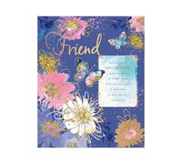 Words 'n' Wishes Artistic Female Relation 'Happy Birthday' Greeting Card Friend A Copper Foil Finish & Flitter Details Butterflies & Flowers Abstract Her,Blue Purple Pink Gold Copper,227 x 184mm