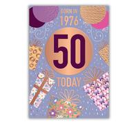 WORDS 'N' WISHES Birthday Card, Age 50, Female Celebratory Birthday Designs Featuring Fun Facts Multi-Coloured, 22 x 15.8 cms