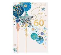 Words 'n' Wishes Birthday Card, Age 60 - Son Foiled and Patterned Balloons, 23.5 x 16.5 cms, Multi-Coloured