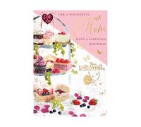 Words 'n' Wishes Birthday Card for Mum, Floral Design with Gold Foil, Mum Birthday Card, Shades of Pink, 22 x 15.8 cm