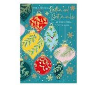 Words 'n' Wishes Brother & Sister In Law Colourful Hanging Baubles Christmas Card, Multi Coloured, 22 x 15.8 cms