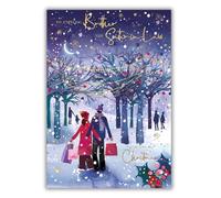 Words 'n' Wishes Brother & Sister In Law Couple Walking Through Lit Up Woods Christmas Card, Multi Coloured, 23.5 x 16.5 cms
