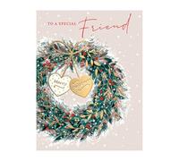WORDS 'N' WISHES Christmas Card for a Special Friend, Multicoloured (Wreath)