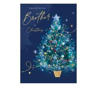 WORDS 'N' WISHES Christmas Card for Brother | Xmas Tree Greetings Design | 22 x 15.8cm | High Quality Print with Writing Space| Made in the UK | Holiday Essentials for Loved Ones, Family & Friends