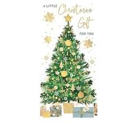 Words 'n' Wishes Christmas Money Wallet, Gold Foil Finish, Decorated Tree Design