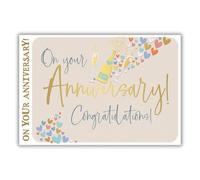 Words 'n' Wishes Congratulations on Your Anniversary Card, Modern Foiled Design, Multi-Coloured 20.3 x 13.9 cms