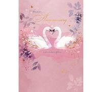 Words 'n' Wishes Congratulations on Your Anniversary Card, Swans and Foliage Design, Multi-Coloured 22 x 15.8 cms