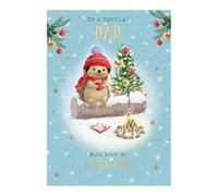 WORDS 'N' WISHES Dad Christmas Card | Hedgehog & Campfire | Xmas Greetings