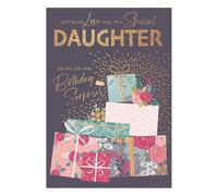 Words 'n' Wishes Daughter Female Birthday Card for Women/Girls - Floral Birthday Gifts with Rose Gold Foil - Eco-Friendly