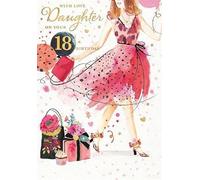 Words 'n' Wishes Daughter's 18th Birthday Card, Pink Floral Design, Gold Foil Finish