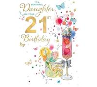 Words 'n' Wishes Daughter's 21st Birthday Card, Cocktail Design, Gold Foil Finish