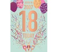 Words 'n' Wishes Female 18th Birthday Card - Happy Birthday Card Age 18 with Born in 2007 Confetti and Balloons Design with Embossed Foil Details - Birthday Card for Women
