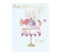 Words N Wishes Female Birthday Card - General Card for Women - Birthday Cake with an Embossed Foil Finish - Eco-Friendly and Recyclable