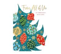 Words 'n' Wishes From All Of Us Christmas Tree And Colourful Baubles Christmas Card, Multi Coloured, 22 x 15.8 cms
