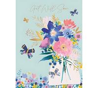 Words 'n' Wishes Get Well Card - Get Well Soon Card with Abstract Floral Bouquet Design and Foil Details