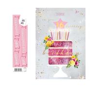 Words 'n' Wishes Girls 16th Birthday Card - Age 16 - Floral Cake with Foil Finish & Recipient Stickers for Daughter, Sister, Granddaughter, Niece or Great-Granddaughter - Eco-Friendly