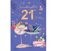 Words 'n' Wishes Granddaughter 21st Birthday Card, Purple and Gold Design, Cocktail Theme